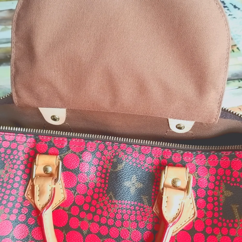 LOUIS VUITTON Speedy 30 Yayoi Kusama 2012 LTD ED Pumpkin Infinity Red Purs Bag - Picture 14 of 16